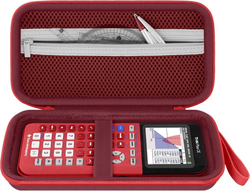 Baval Calculator Case Compatible with Texas Instruments TI-84 Plus CE/TI-84 Plus/TI-Nspire CX II CAS/TI-Nspire CX II/TI-83 Plus/TI-89 Titanium Color Graphing Calculator(Dark Red Case,Red Zipper) - Image 2